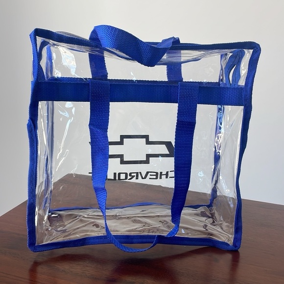 Chevy bag bow tie Stadium approved clear Blue logo tote bag New - Picture 5 of 6